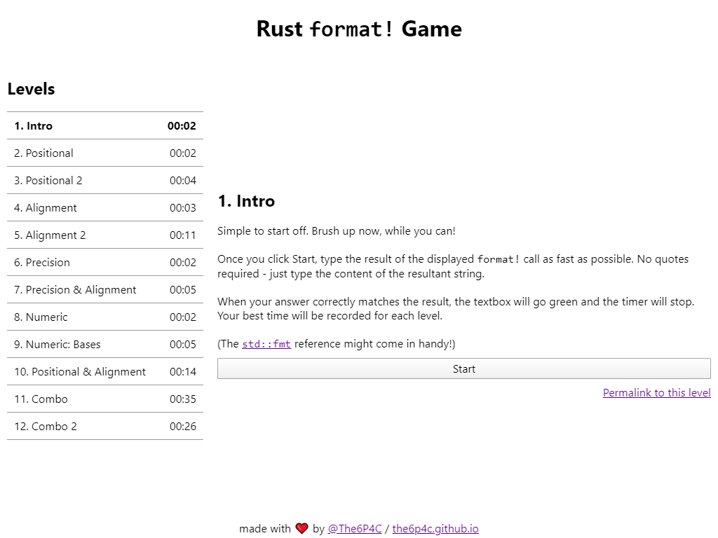 Rust Format Game